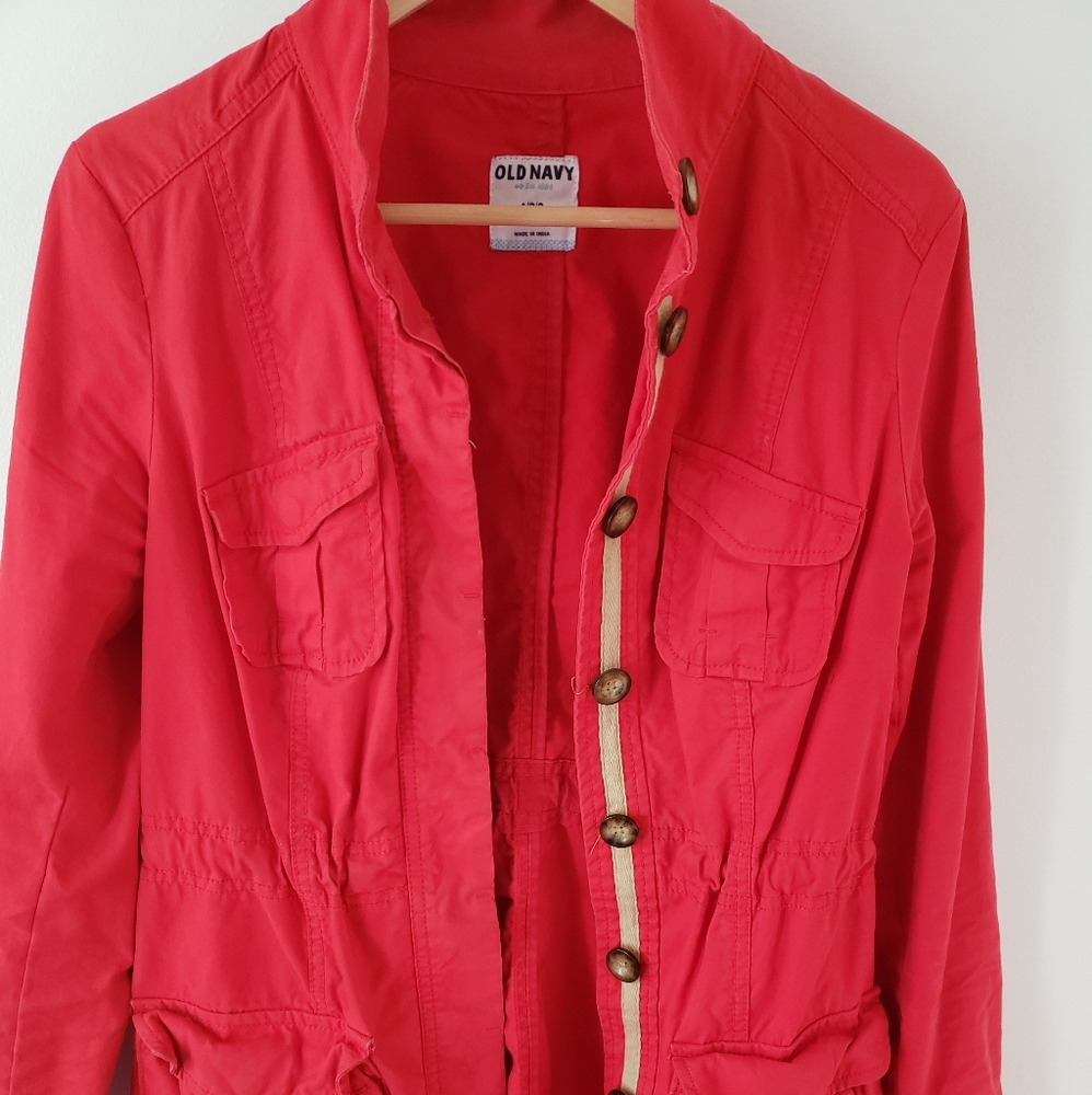 Twill Utility Jacket- Red